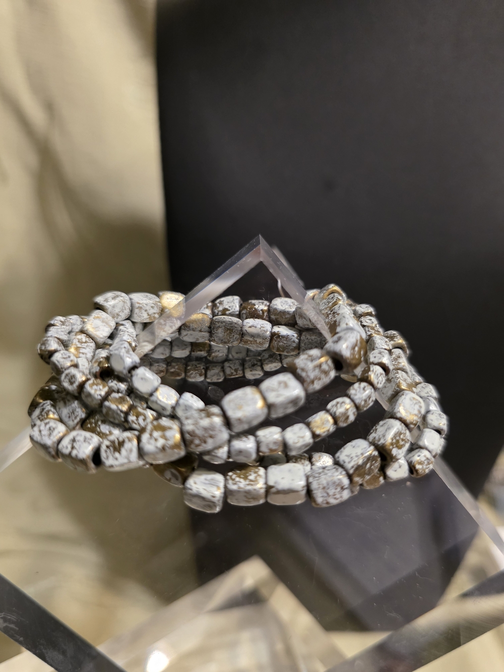 #982 Grey & White Multi Layer Stone Bracelets